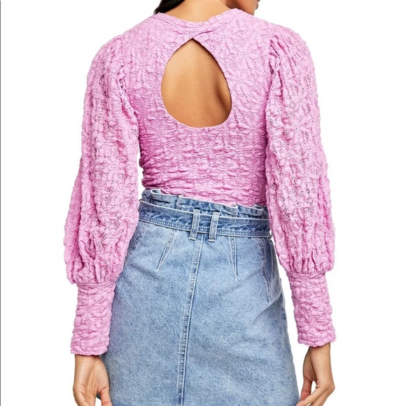 Free People Tea Time Open Back Cropped Blouse